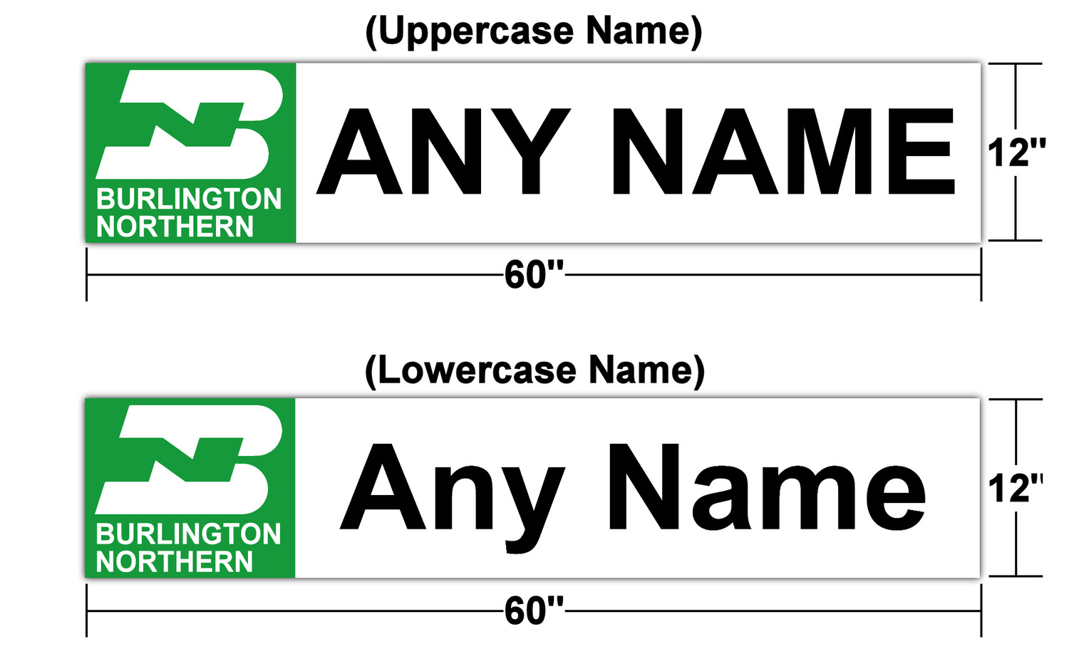 Burlington Northern Station Sign 60&quot; x 12&quot; (Customizable)