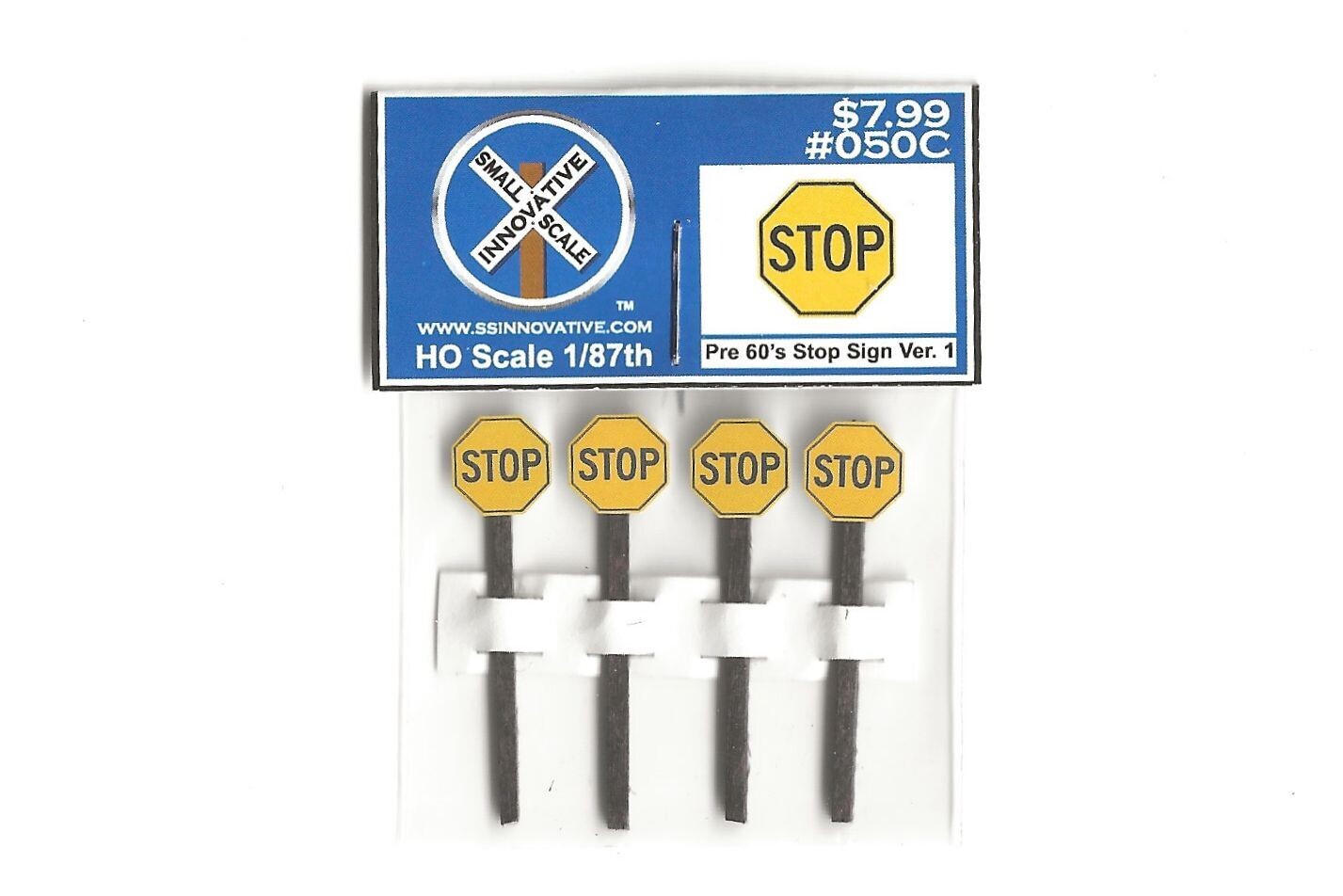 Pre 1960&#39;s Stop Sign Version 1 (4 Pack), Please Select Type Of Pole: #050C - Stained Wood Poles