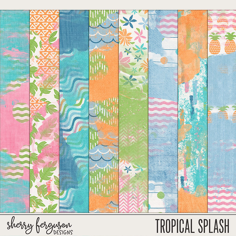 Tropical Splash Painted Papers