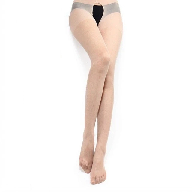 Pantyhose Silk Open Crotch Beige
