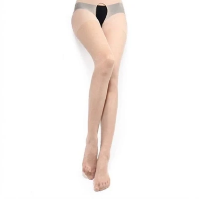 Pantyhose Silk Open Crotch Beige