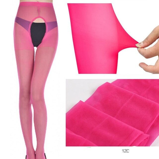 Pantyhose Silk Open Crotch Fuchsia