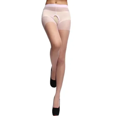 Pantyhose Silk Open Crotch Pink