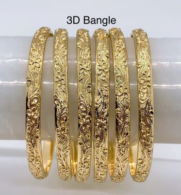 5mm Hawaiian 3D Plumeria Flower Design Hamilton Gold Bangle (1 Piece)