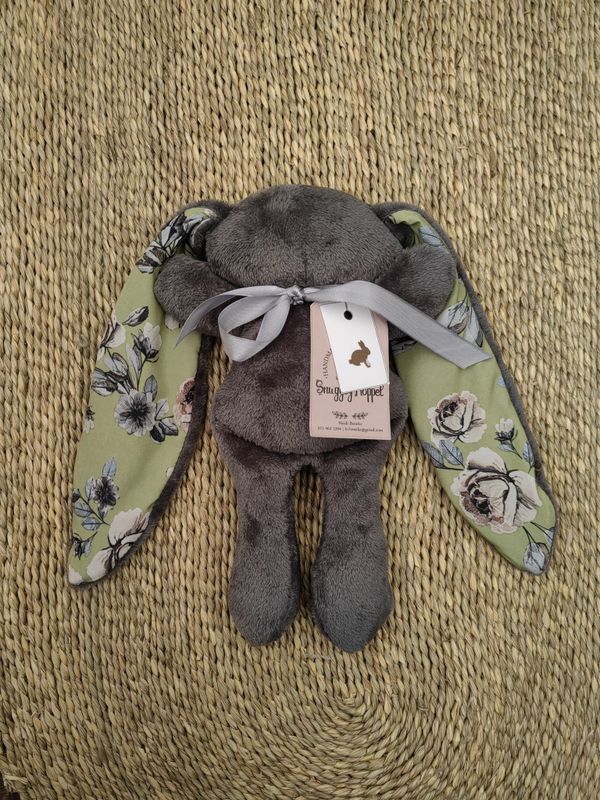 Snuggly Hoppel ( Dark grey with satin green flowers)