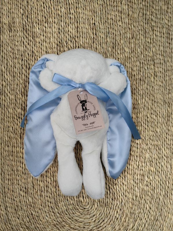 Snuggly Hoppel (White with light blue plain satin ears)
