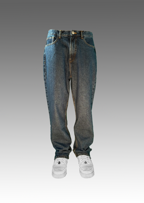 LOOSE FIT DENIM mid blue stone washed