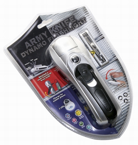 Dynamo Flashlight with Army Knife 