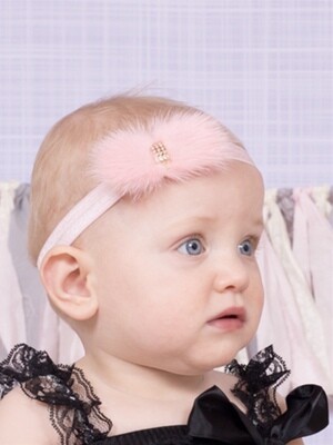 Babypynt hårbånd med lyserød eller creme pels