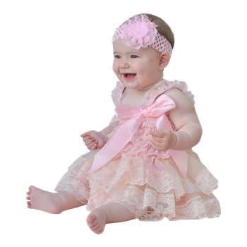 Babypynt kjole i lyserød med blonder