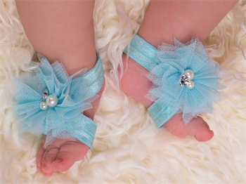 Babypynt barfods sandall i mint med perler