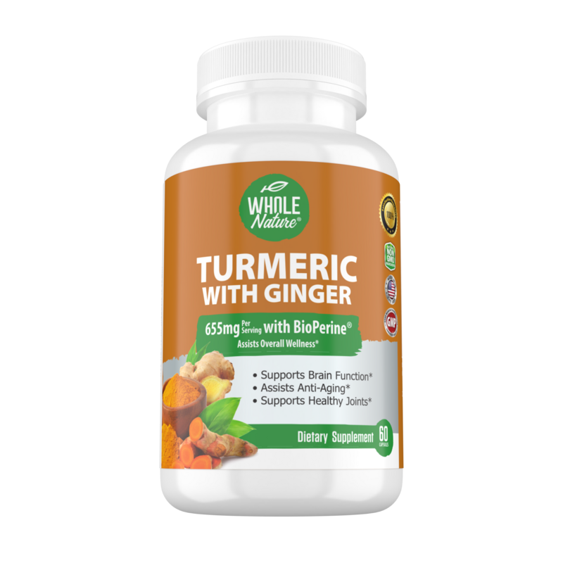 Turmeric Curcumin, Ginger &amp; Black Pepper, Enhanced Absorption Turmeric Extract 95% Standardized Curcuminoids 550mg. Supports Joints, Skin, Digestion, Brain, Immunity, Vegan, Non-GMO, 60 ct