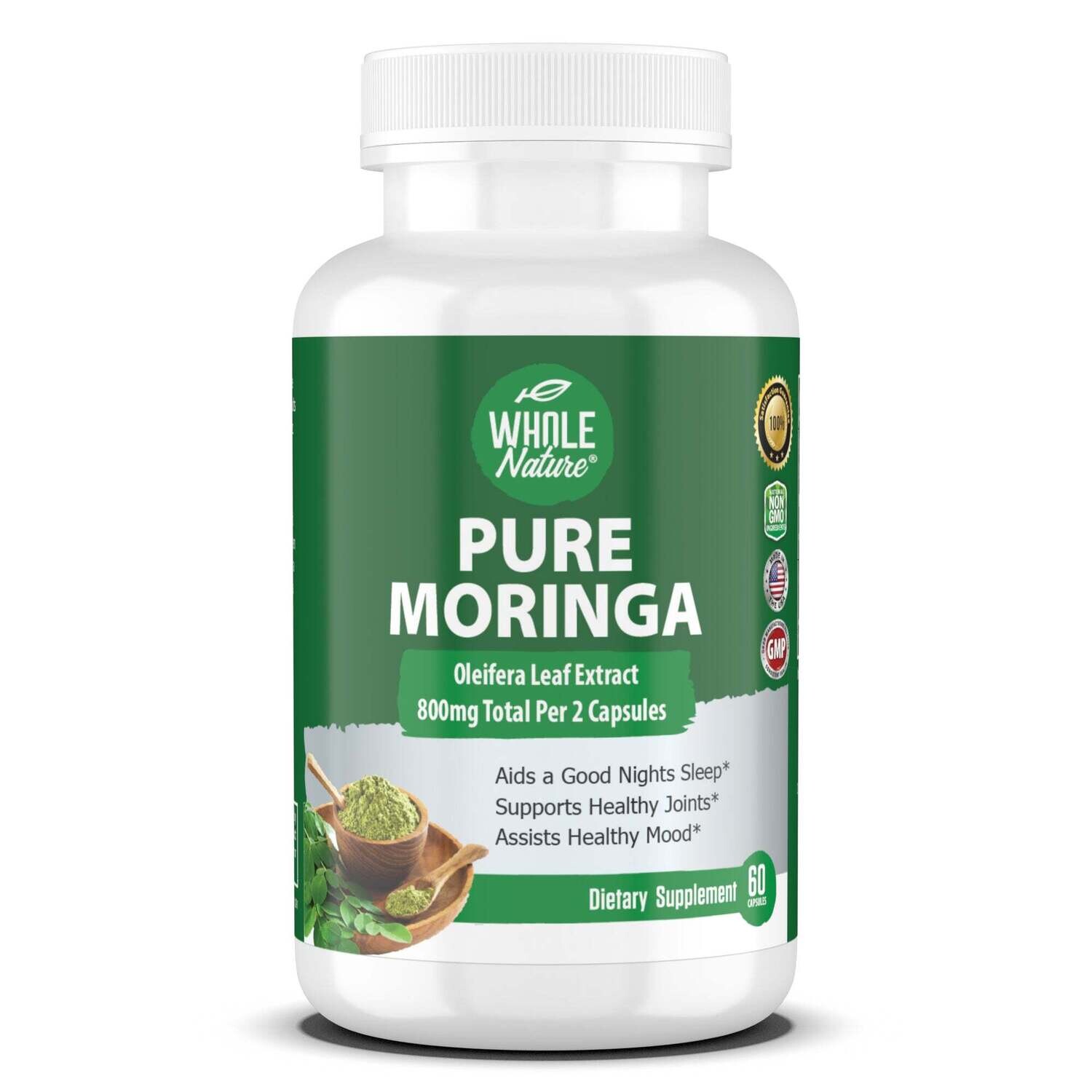 Moringa Capsules, 800mg Organic Moringa Oleifera Leaves Powder Superfood Greens. Whole Nature&#39;s Pure Moringa Pills is A Vegan, Non-GMO Energy Booster and Immune Support Supplement
