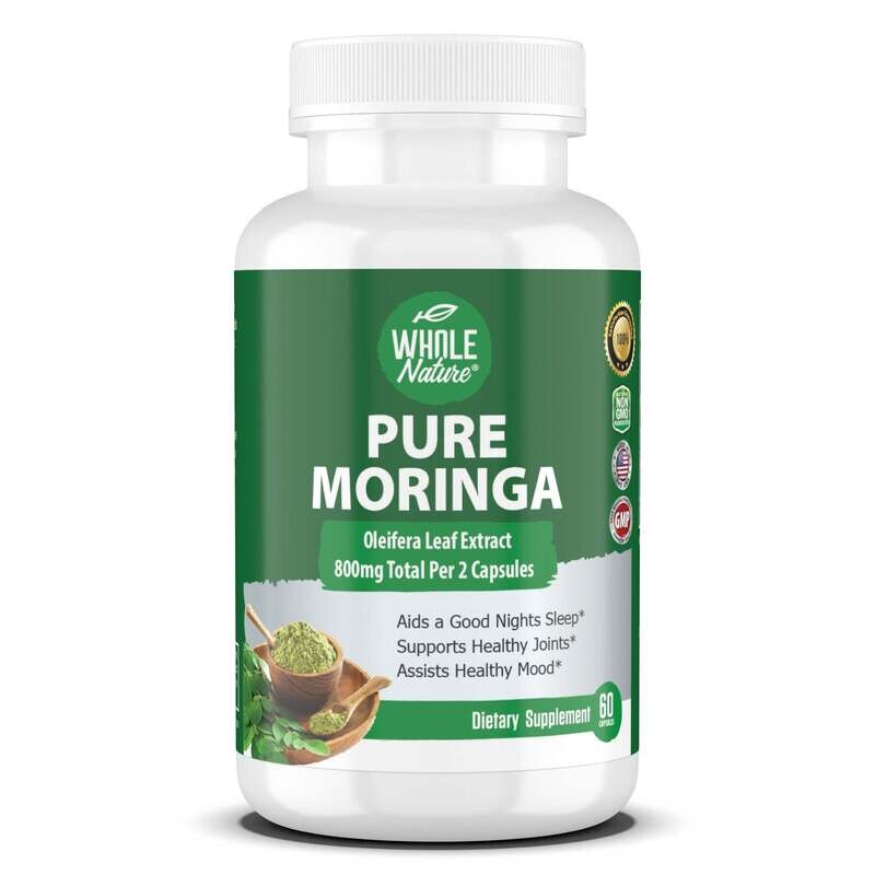 Moringa Capsules, 800mg Organic Moringa Oleifera Leaves Powder Superfood Greens. Whole Nature&#39;s Pure Moringa Pills is A Vegan, Non-GMO Energy Booster and Immune Support Supplement