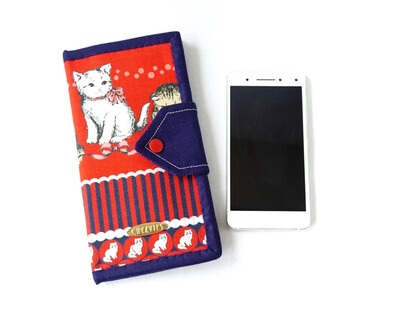 Red Handmade fabric Wallet For Women, Kitty Print wallet