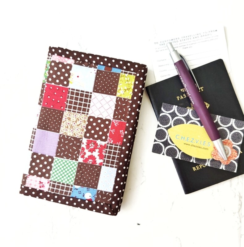 Patchwork Travel Passport Cover - Brown