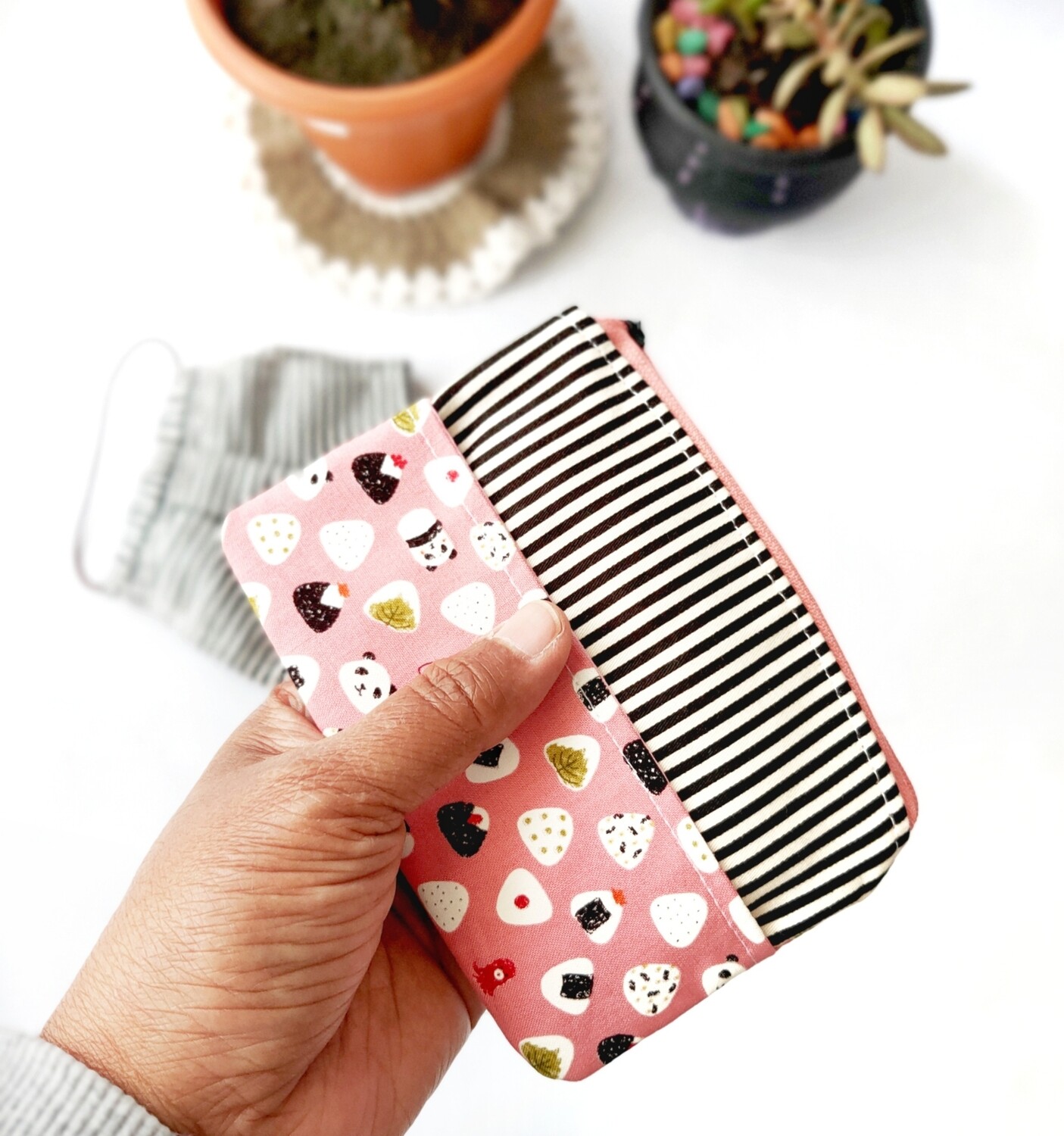 Mini Cute Zipper Pouch with Tissue Holder - Sushi Print 