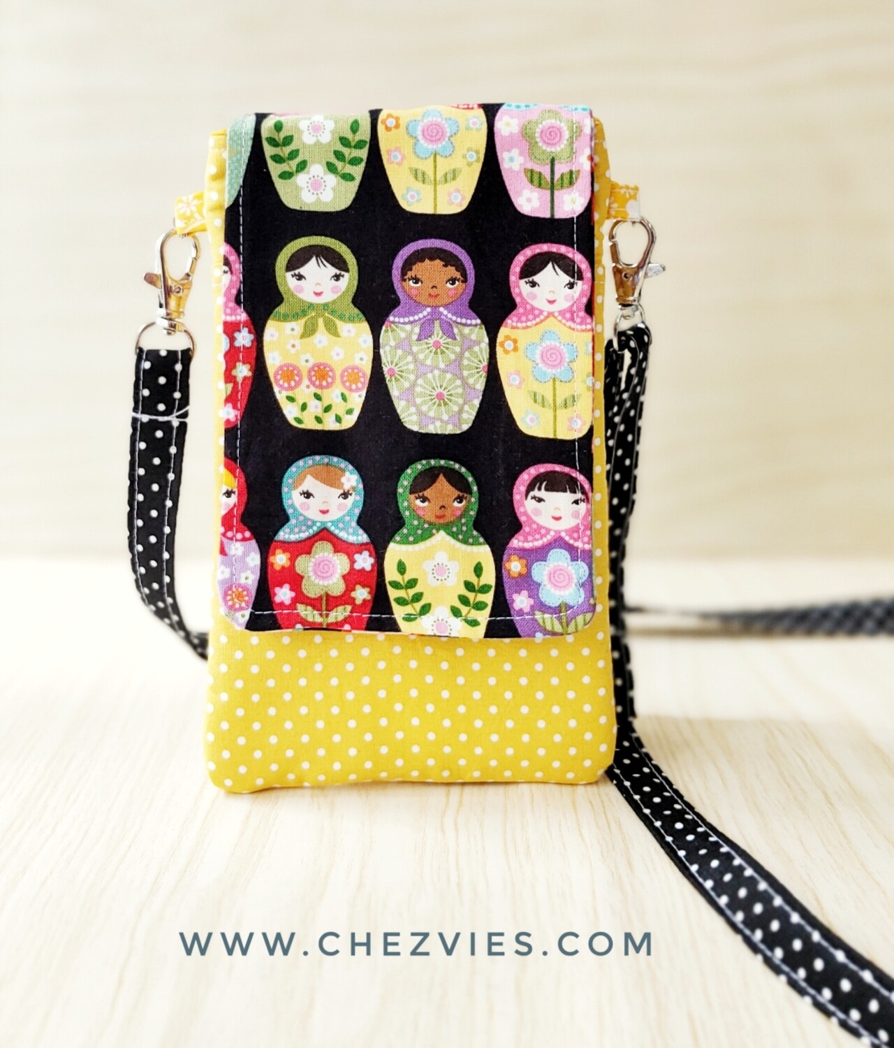 Handmade Mobile Phone Sling Bag, Russian Doll Phone Sleeve- Made to Order