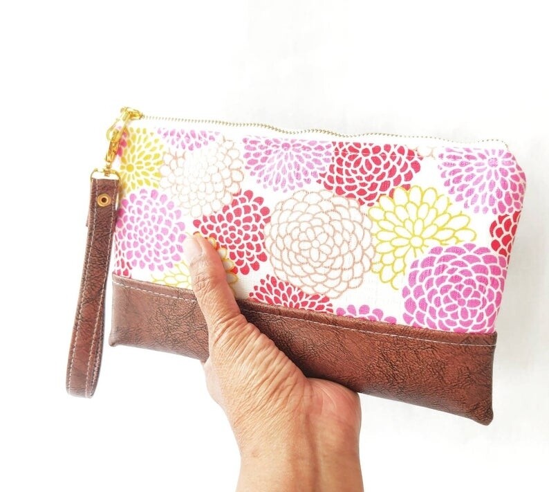 Handmade Faux Leather Wristlet Wallet for Women