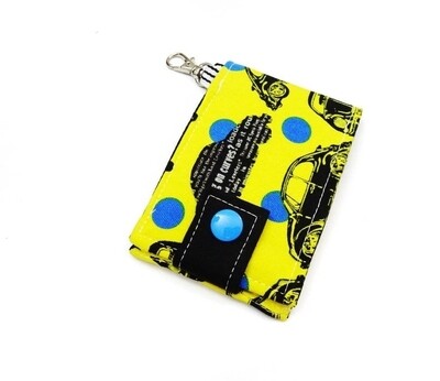 Key and Card Holder Mini Wallet - car print yellow1