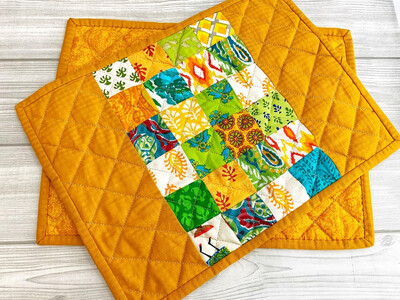 Patchwork Placemats Set Of 2 - Mustard Yellow