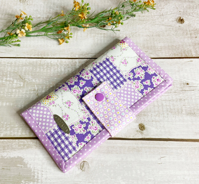 Purple Bifold Wallet - Patchwork Design