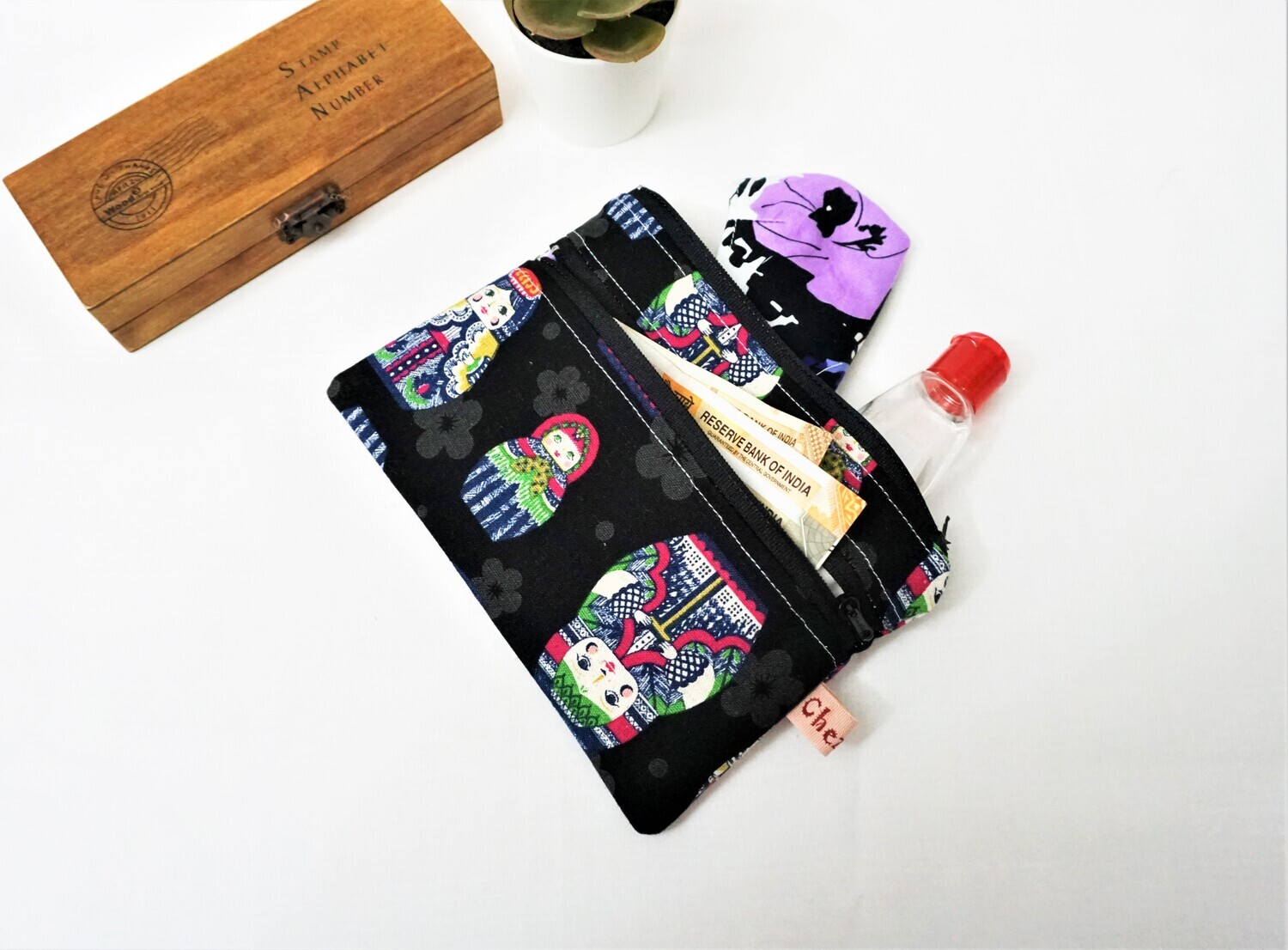 Small Double Zipper Bag - Small Bag Organizer - Matryoshka