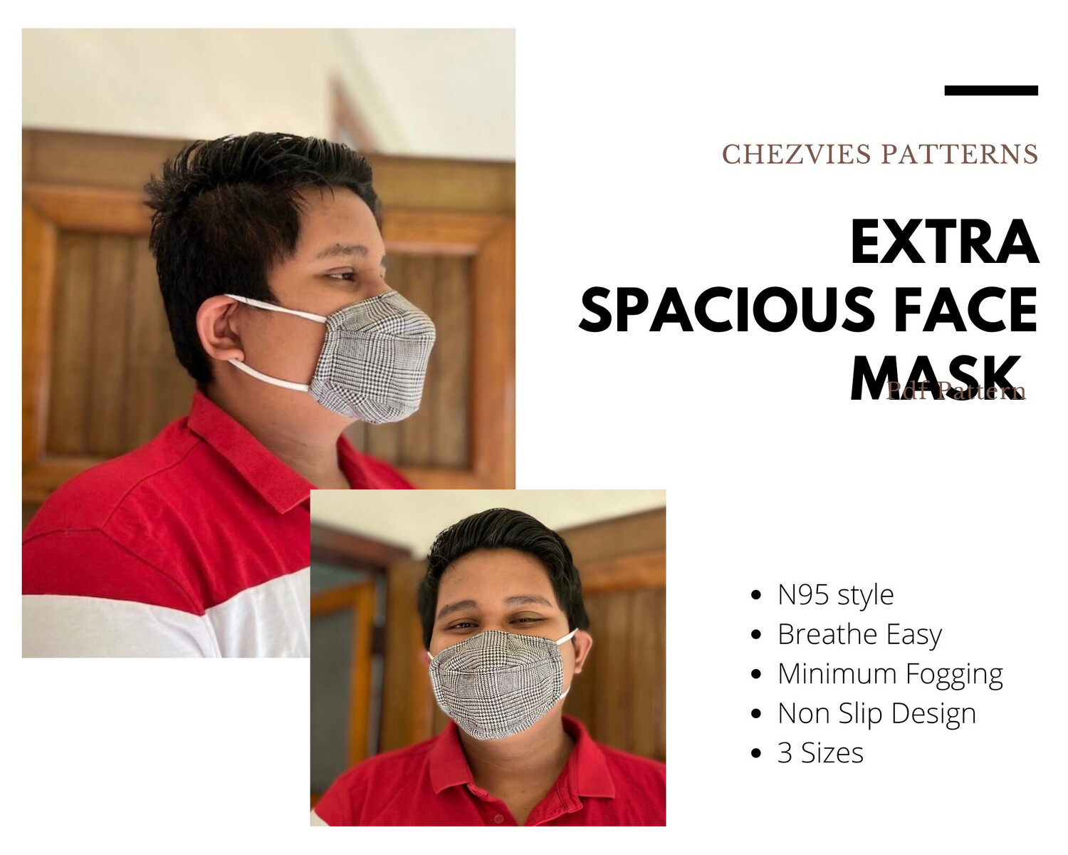 PdF PATTERN - N95 Style Cloth Face Mask, Singer's Face Mask
