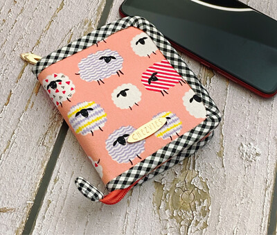 Pink Small Zipper Around Wallet For Girls, Small Cardholder Purse, Animal Print
