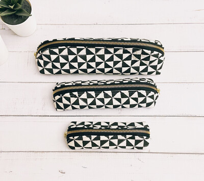 Black And White Zipper Pouch- Choose Size