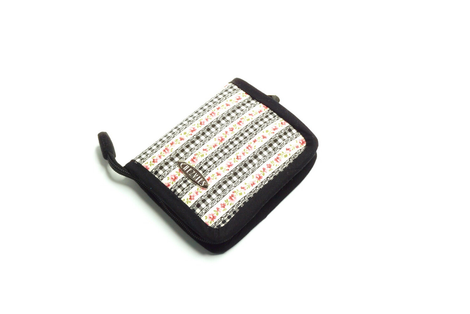 Black Small Zipper Wallet - Small Floral