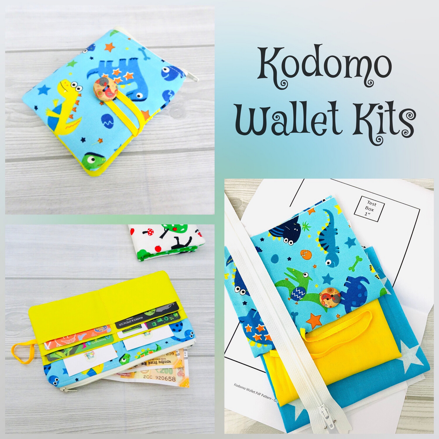 Kodomo Wallet DIY Kits With Template - Dinosaurs