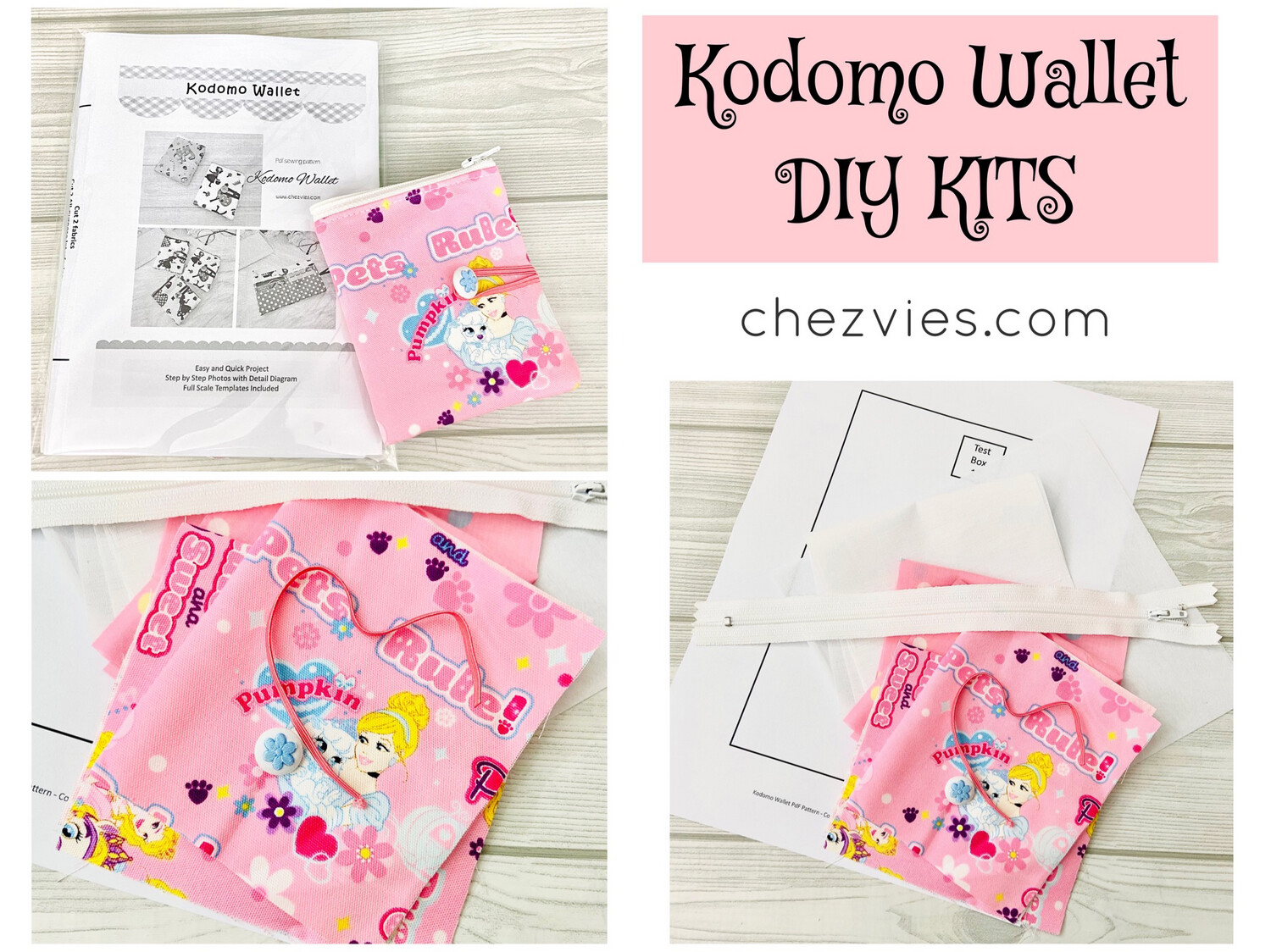Kodomo Wallet DIY Kits With Template - Pink Princess