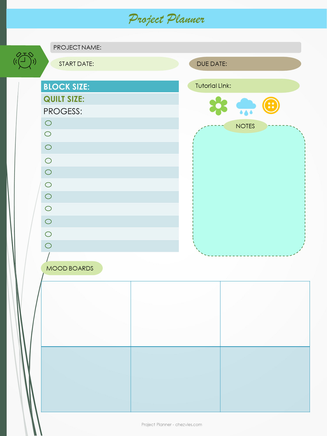 Spring Quilter Digital Planner FREE PNG Templates