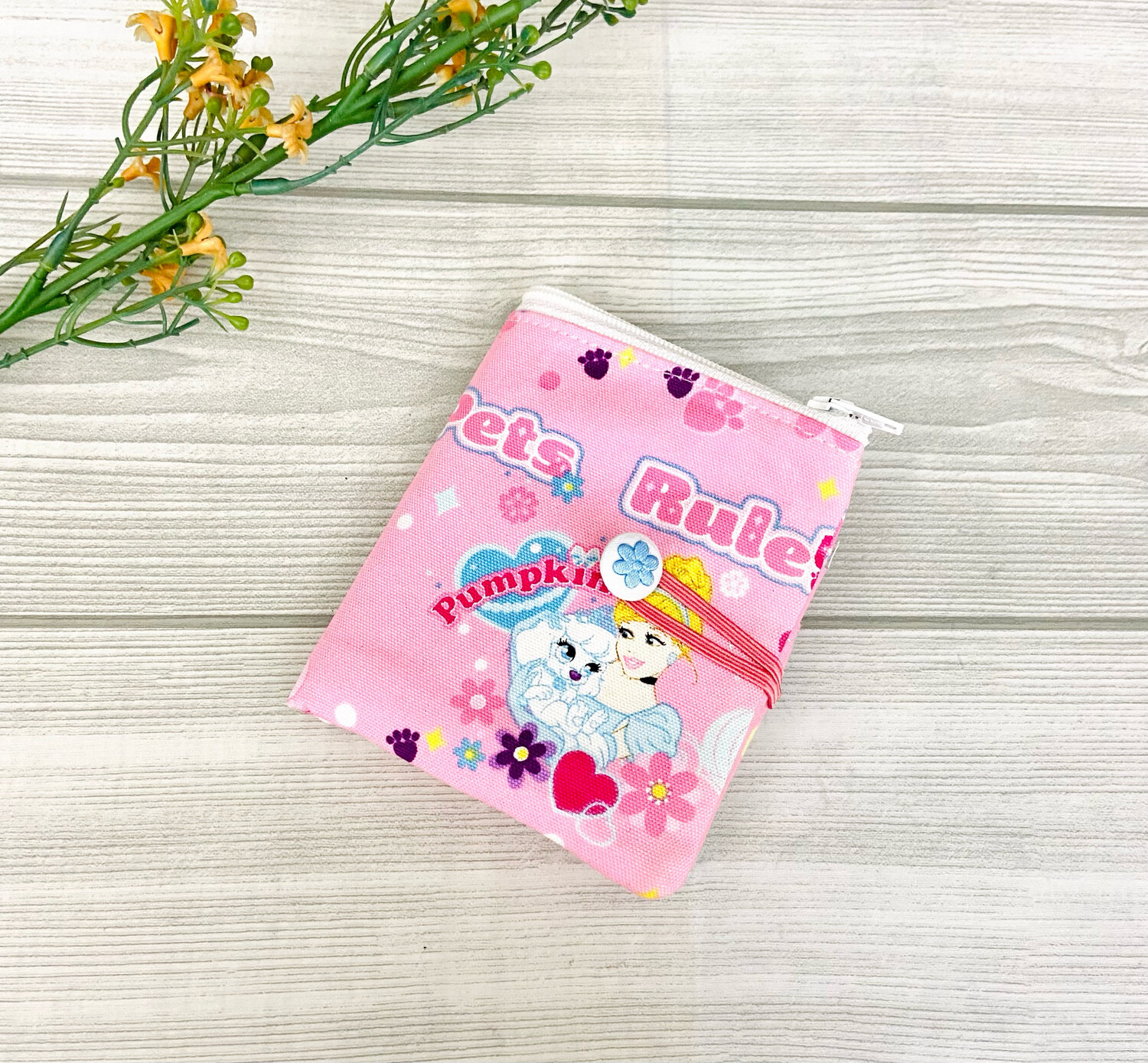 Cute Small Bifold Wallet - Pink Princess And Pets