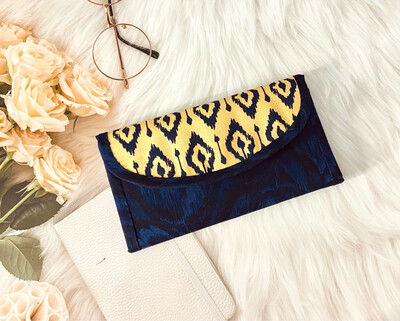 Trifold Wallet for Women - Yellow Ikat