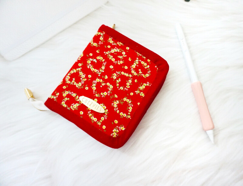 Red Floral Fabric Wallet With Zipper