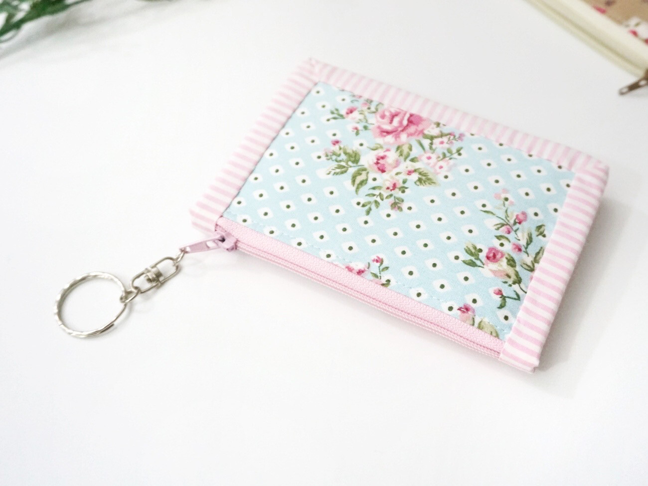 Shabby Chic Card Wallet - Blue Pink