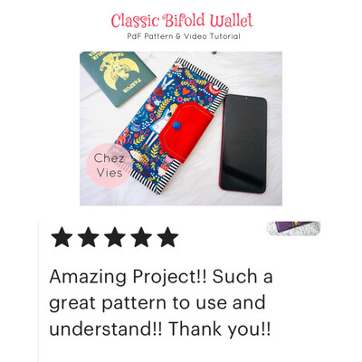 Classic Bifold Wallet Sewing Pattern - DIY Fabric Wallet With Video Tutorial