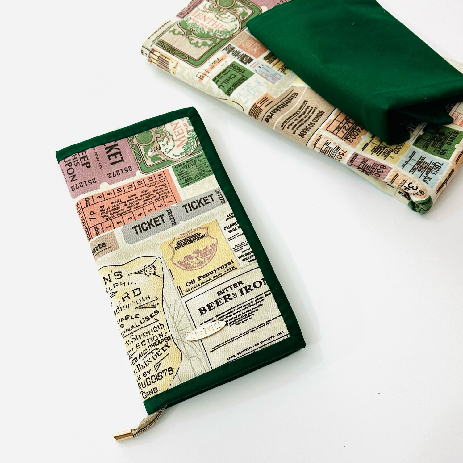Linen Large Family Passport Holder with Zipper