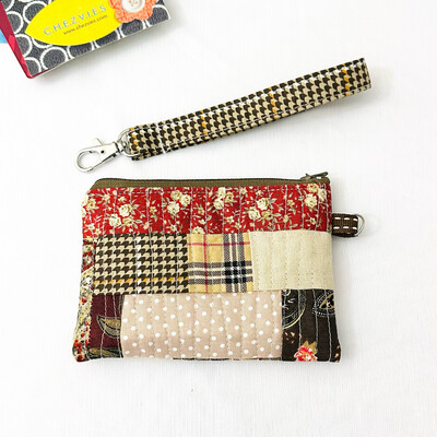 Brown Patchwork Mini Coin Purse and Cardholder Wallet