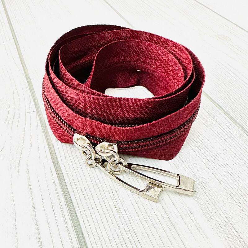 Maroon Red Zipper No 5 With Metal Slider (2 Nos) + 1 Meter Zipper