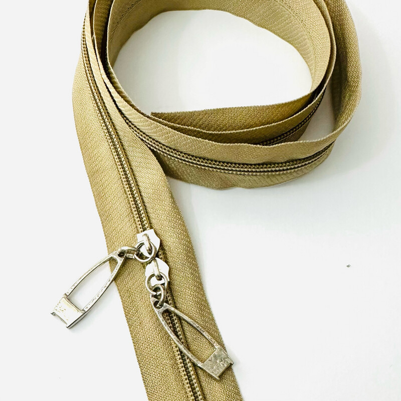 Beige Zipper No 5 With Metal Slider 2 Nos) + 1 Meter Zipper