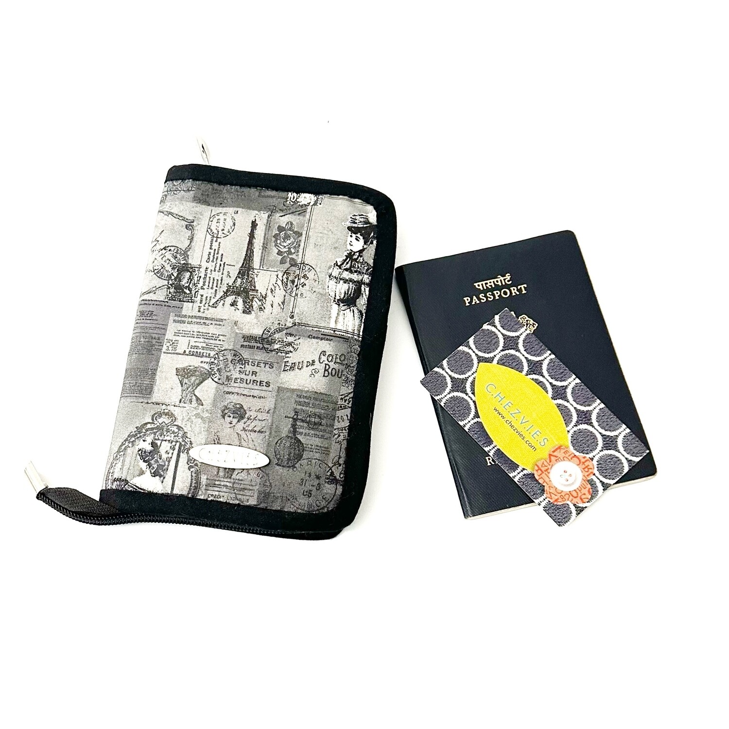 Paris Passport Cover with Card Holders - Vintage Style