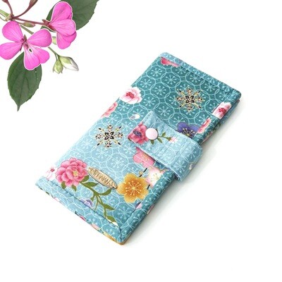 Women's Bifold Fabric Wallet - Blue Sakura