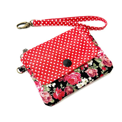 Red Pochette Wallet - Polka Dots Floral
