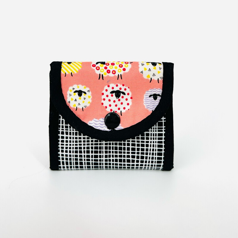 Small Trifold Wallet With Zipper Pocket - Pink Sheep