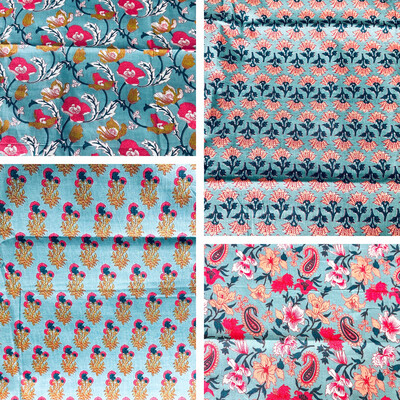 Pink Grey Fat Quarter Bundle - Set Of 4