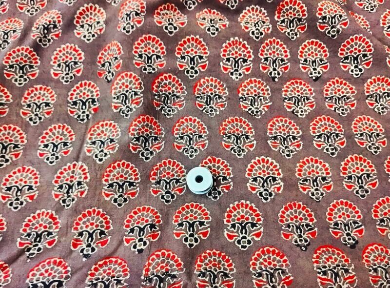 Brown Hand Block Print Cotton Fabric, Earthy Color Ajrakh Fabrics for sewing, quilting, crafting,  44 Inch Wide