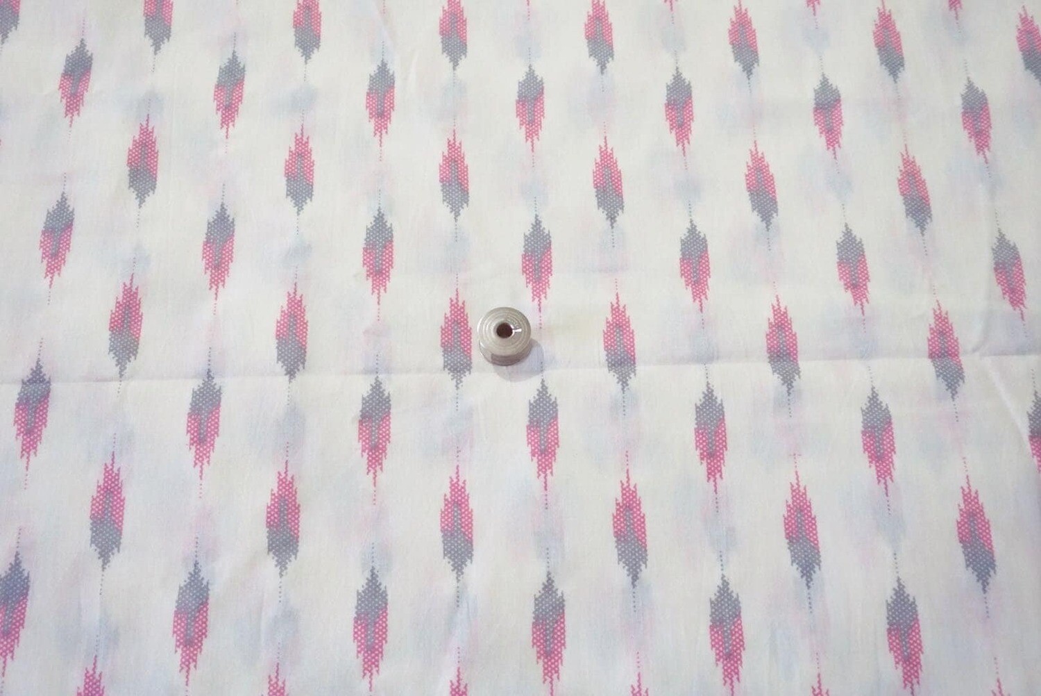 Ivory White Indian Cotton Fabric, Off White Cotton, Ikat Print, Pink Grey Cotton Fabrics, 44 in wide